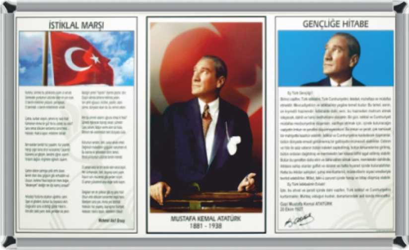 Duvara Monte Metal Çerçeveli 3'lü Set Milli Levha